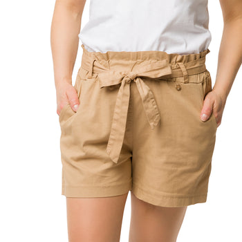 Pantaloncini marroni da donna con nastro in vita Swish Jeans, Abbigliamento Donna, SKU c813500029, Immagine 0